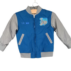 Disney Store Kids Toy Story S.R. Will Varsity Jacket Blue Gray XCH (4) Polyester